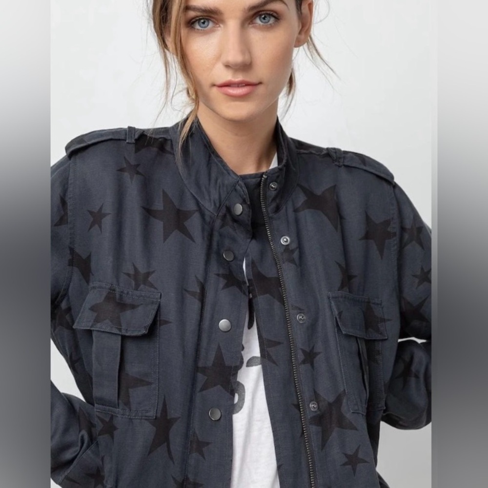 Rails Trey Jacket Charcoal w/ Oversized Stars Boho Casual Military - M - Picture 3 of 10